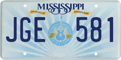 MS license plate JGE581