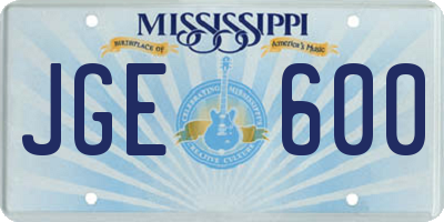 MS license plate JGE600
