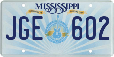 MS license plate JGE602