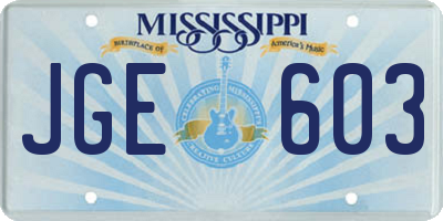 MS license plate JGE603