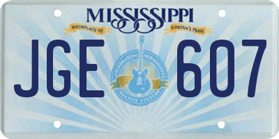 MS license plate JGE607