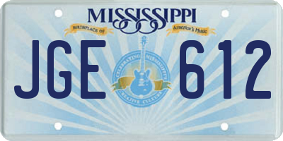 MS license plate JGE612