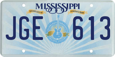 MS license plate JGE613