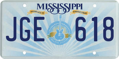 MS license plate JGE618