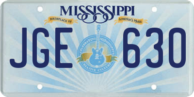MS license plate JGE630