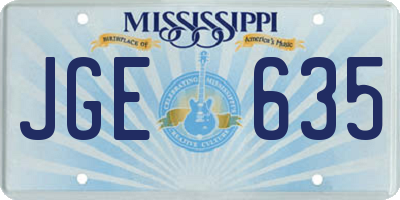 MS license plate JGE635