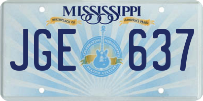 MS license plate JGE637