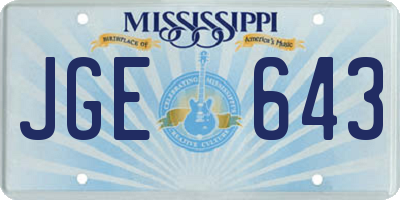 MS license plate JGE643