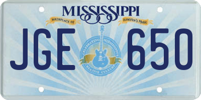 MS license plate JGE650