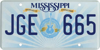 MS license plate JGE665