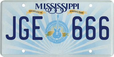 MS license plate JGE666