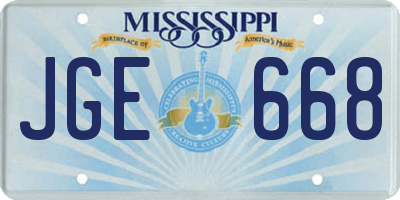 MS license plate JGE668