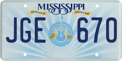 MS license plate JGE670