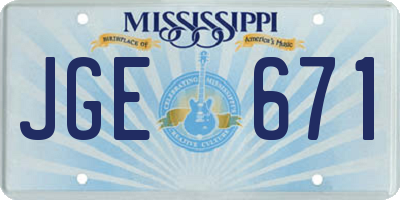 MS license plate JGE671