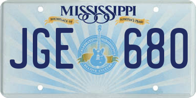 MS license plate JGE680