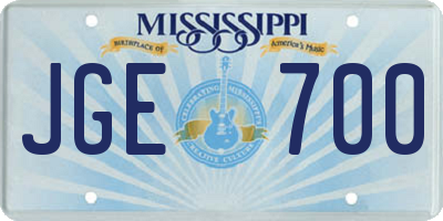 MS license plate JGE700