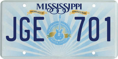 MS license plate JGE701