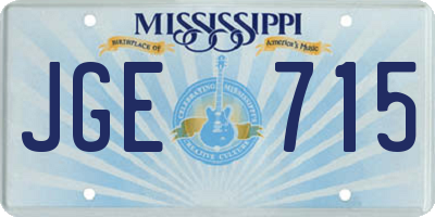 MS license plate JGE715