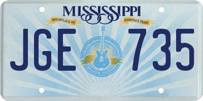 MS license plate JGE735