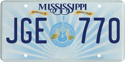 MS license plate JGE770