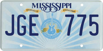 MS license plate JGE775
