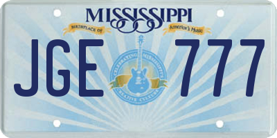 MS license plate JGE777