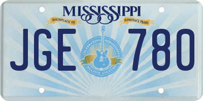 MS license plate JGE780