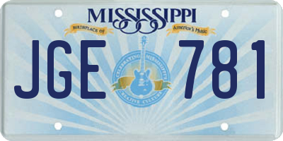 MS license plate JGE781