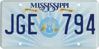 MS license plate JGE794