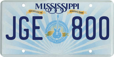 MS license plate JGE800