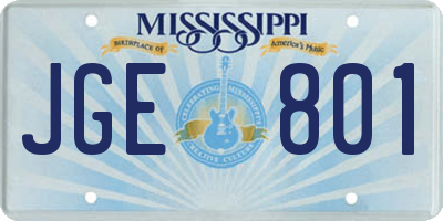 MS license plate JGE801