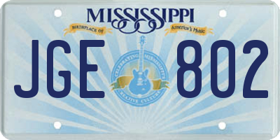 MS license plate JGE802