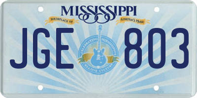MS license plate JGE803