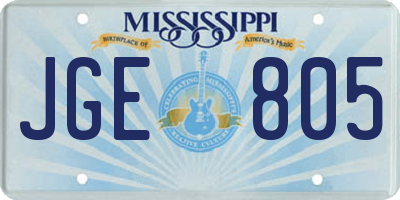 MS license plate JGE805