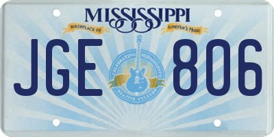 MS license plate JGE806
