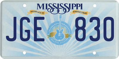 MS license plate JGE830