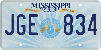 MS license plate JGE834