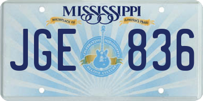 MS license plate JGE836