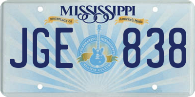 MS license plate JGE838