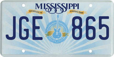MS license plate JGE865