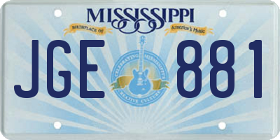 MS license plate JGE881