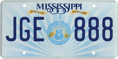 MS license plate JGE888