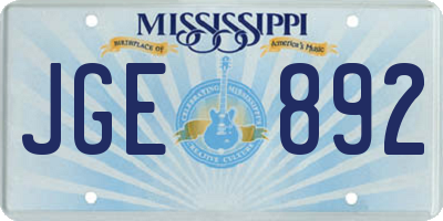 MS license plate JGE892