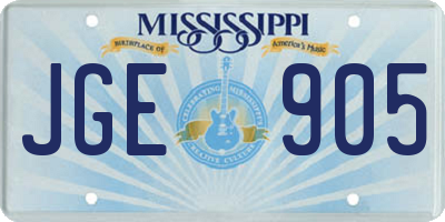 MS license plate JGE905