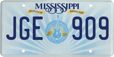 MS license plate JGE909