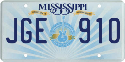 MS license plate JGE910