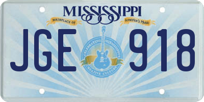 MS license plate JGE918