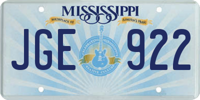 MS license plate JGE922