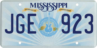 MS license plate JGE923
