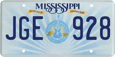 MS license plate JGE928